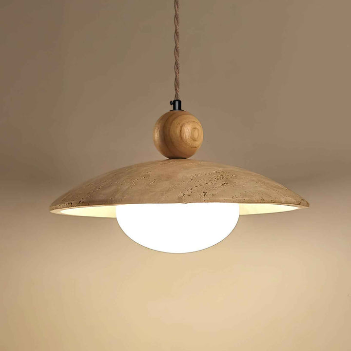 Travaro Lampe Pendante Travertin Accents Bois - Neutralighting