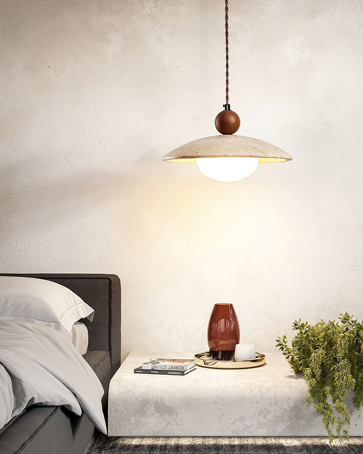 Travaro Lampe Pendante Travertin Accents Bois - Neutralighting