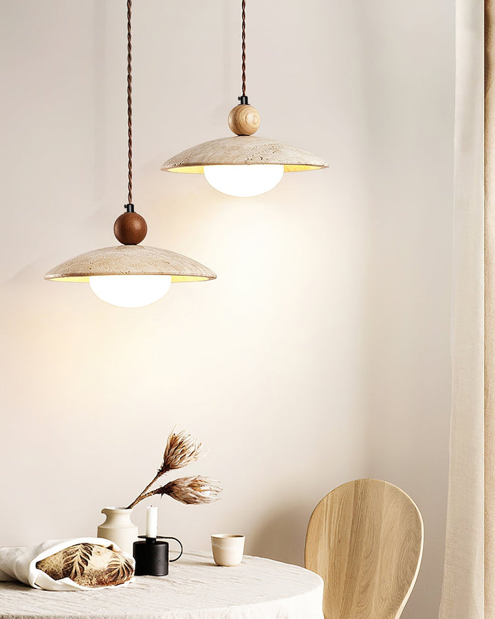 Travaro Lampe Pendante Travertin Accents Bois - Neutralighting