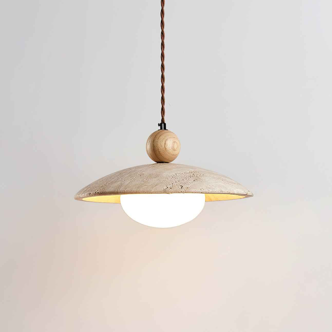 Travaro Lampe Pendante Travertin Accents Bois - Neutralighting