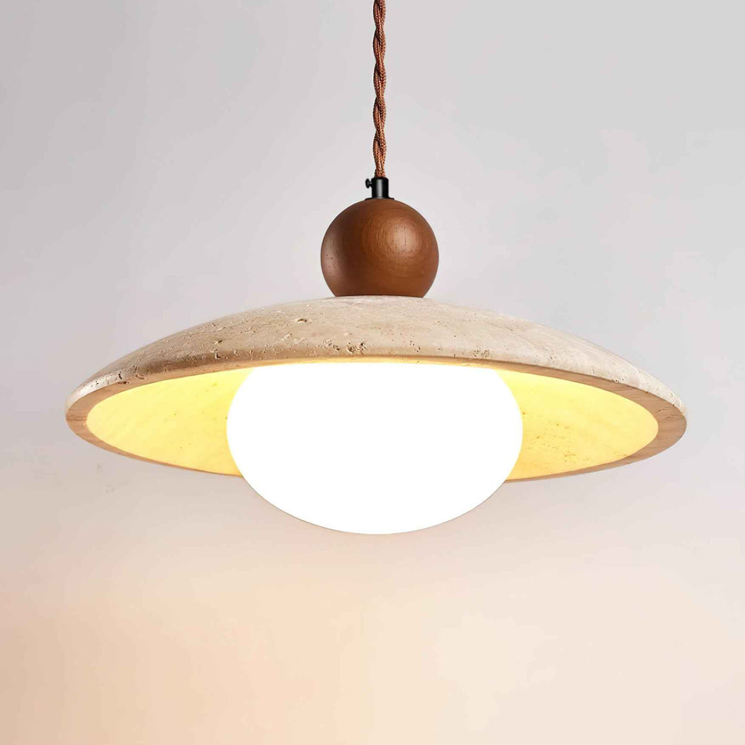 Travaro Lampe Pendante Travertin Accents Bois - Neutralighting