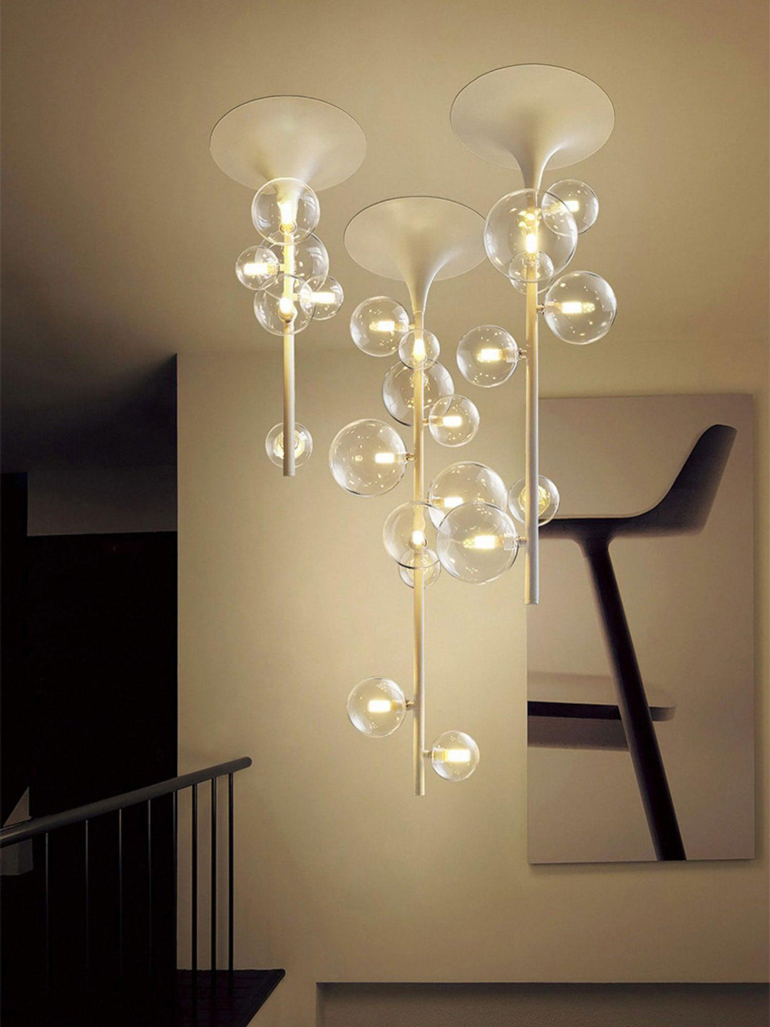 Lustra Suspension Laiton Verre Cascade pour Hallway - Neutralighting