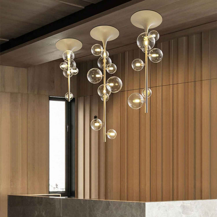 Lustra Suspension Laiton Verre Cascade pour Hallway - Neutralighting