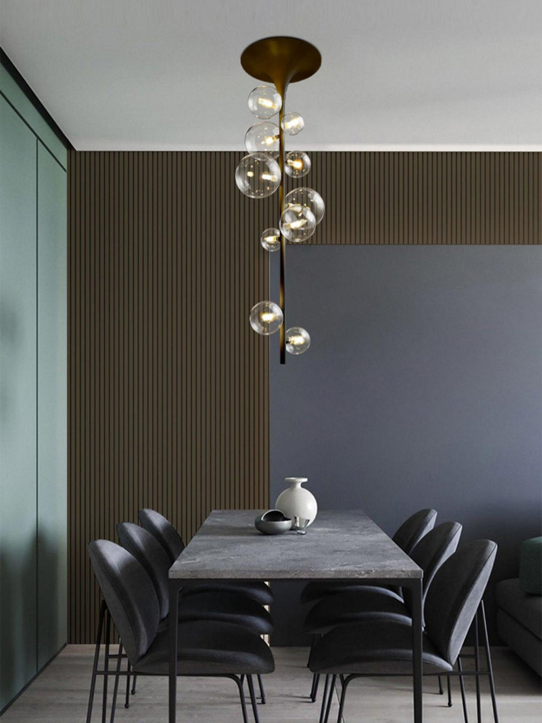 Lustra Suspension Laiton Verre Cascade pour Hallway - Neutralighting