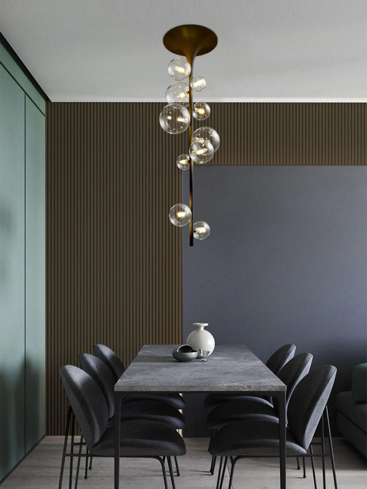 Lustra Suspension Laiton Verre Cascade pour Hallway - Neutralighting