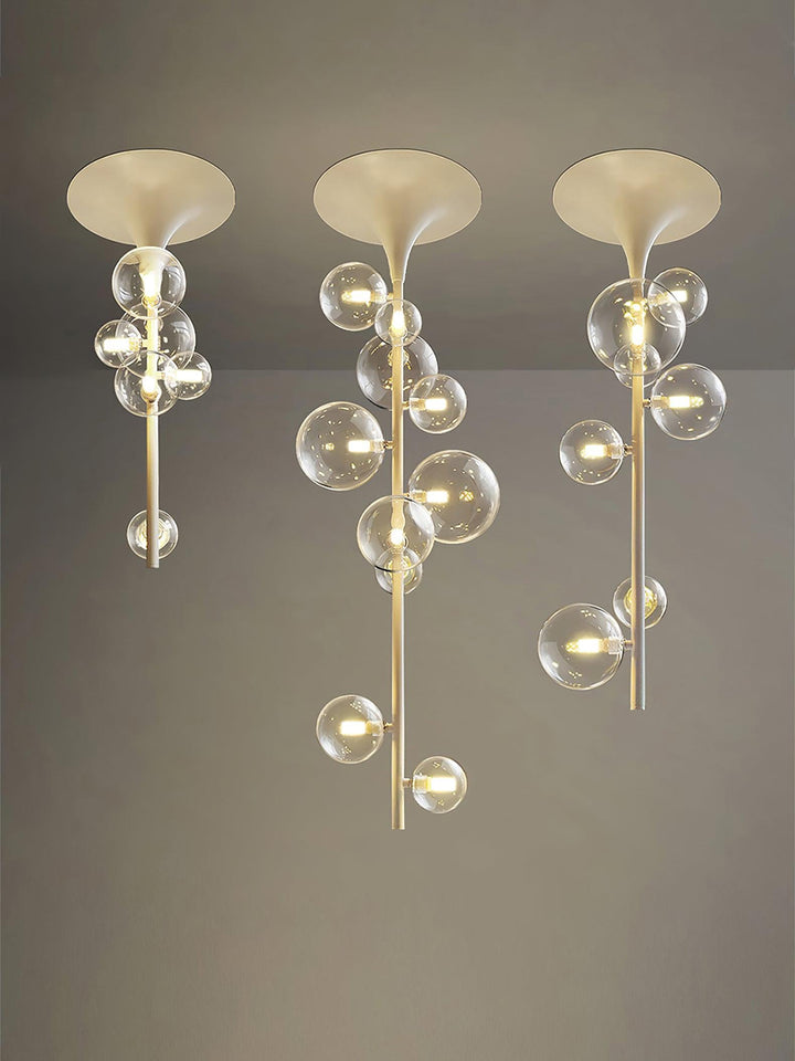 Lustra Suspension Laiton Verre Cascade pour Hallway - Neutralighting