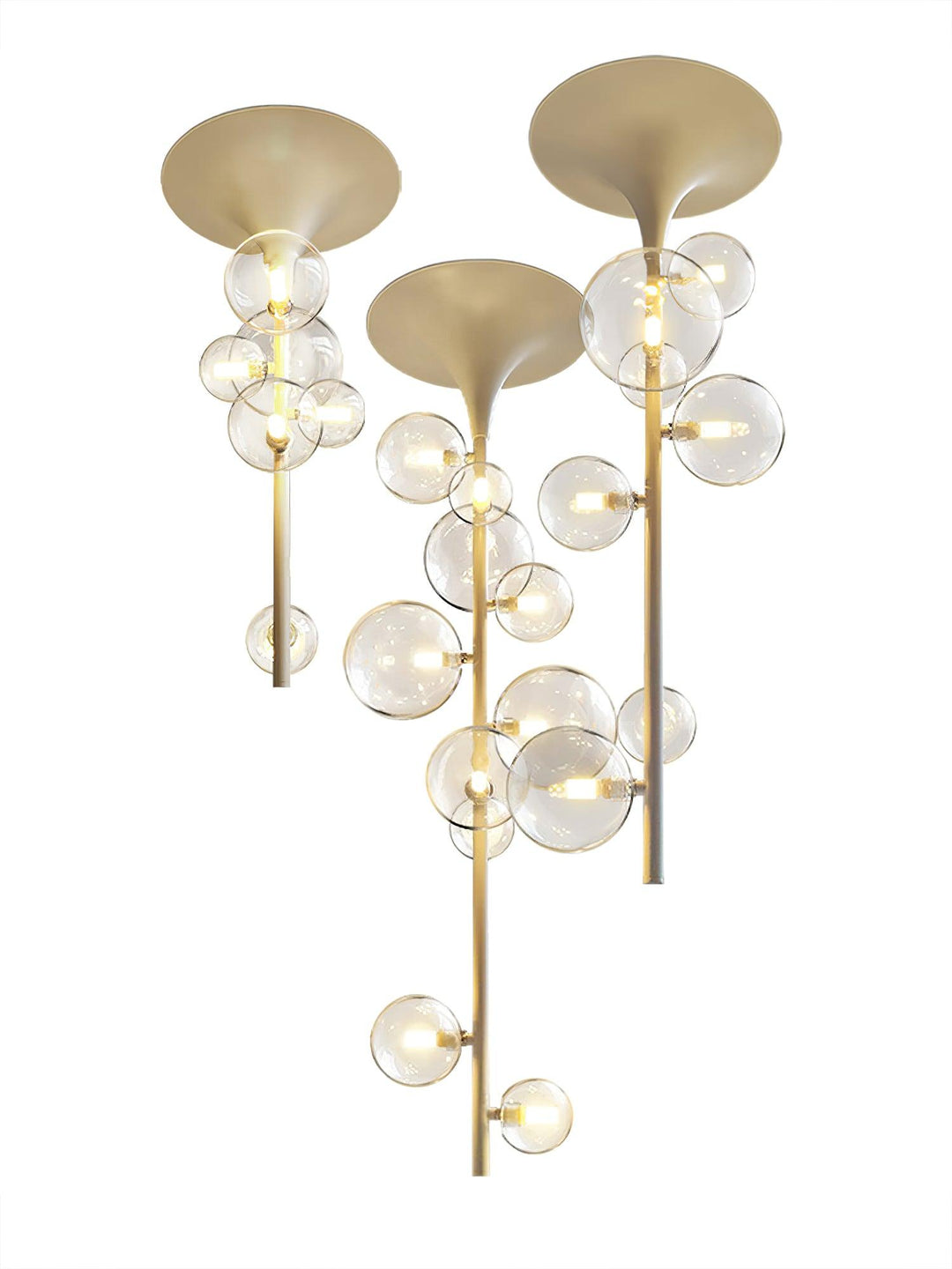 Lustra Suspension Laiton Verre Cascade pour Hallway - Neutralighting
