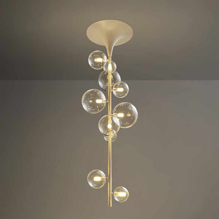 Lustra Suspension Laiton Verre Cascade pour Hallway - Neutralighting