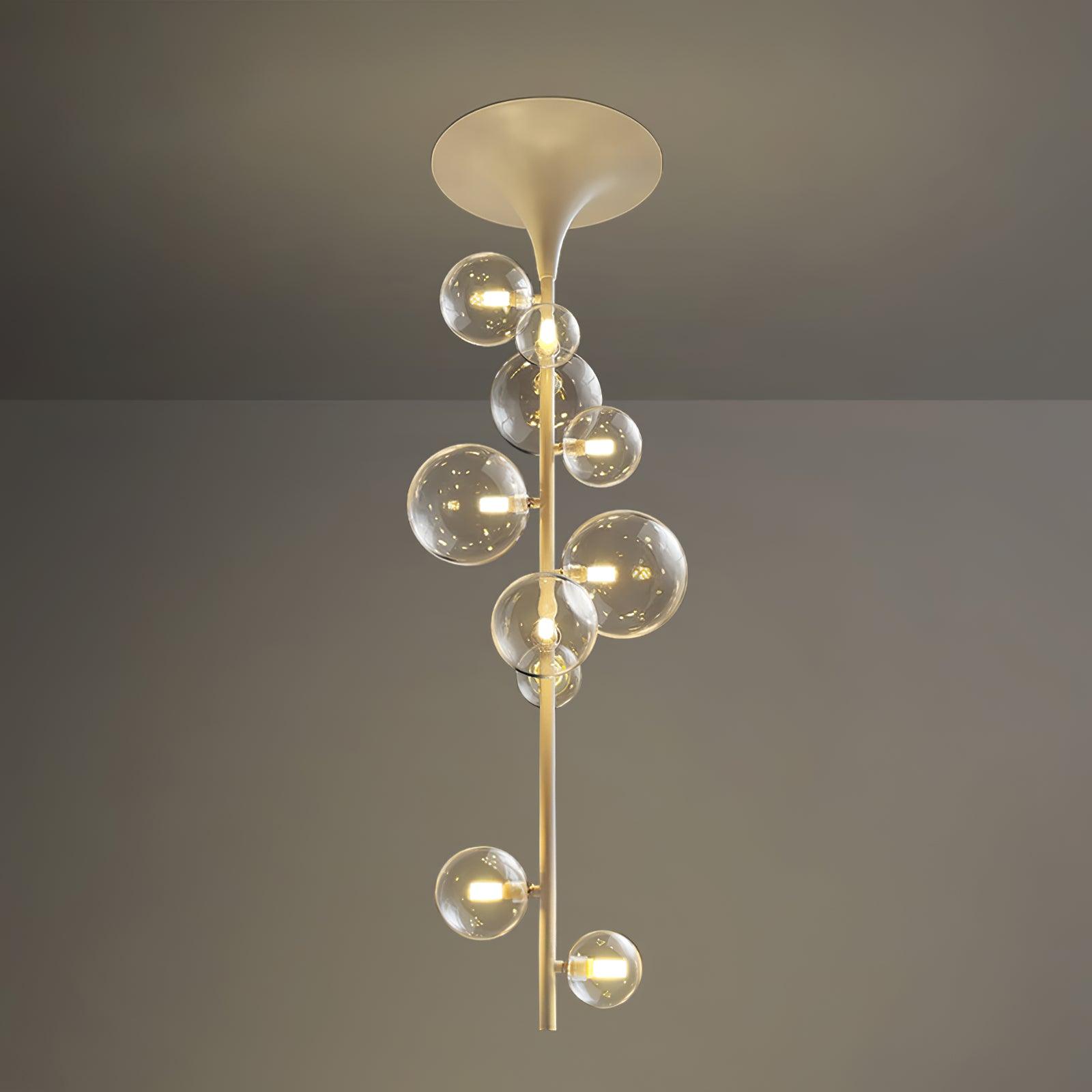 Lustra Suspension Laiton Verre Cascade pour Hallway - Neutralighting