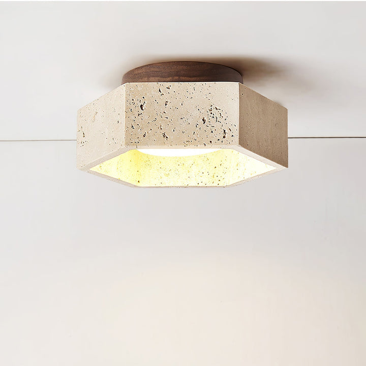 Hexara Lumière de Plafond Hexagonale en Travertin - Neutralighting