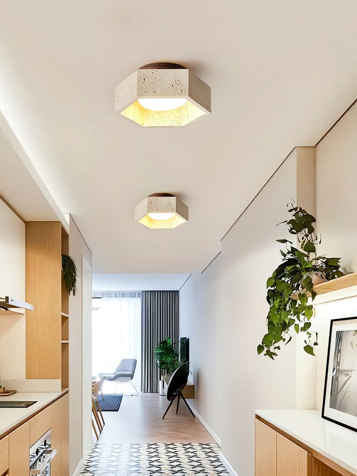 Hexara Lumière de Plafond Hexagonale en Travertin - Neutralighting