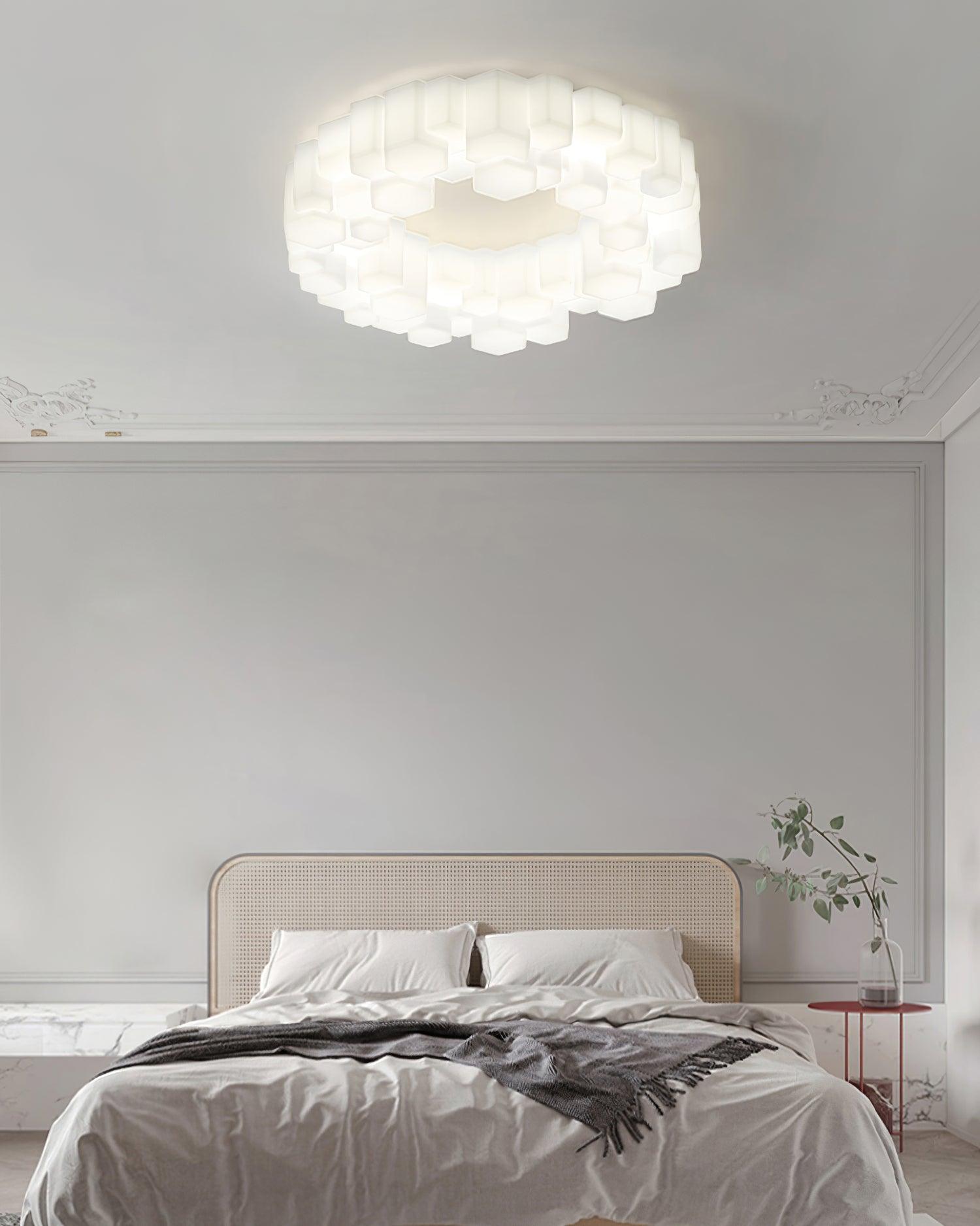 Arisha Plafonnier Nid Moderne, Metal/PE, Blanc, Chambre - Neutralighting