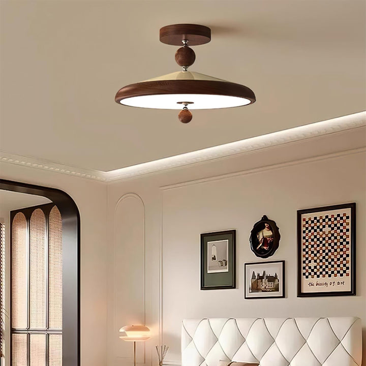 Belano Lampe Plafond Ronde Cadre en Bois - Neutralighting