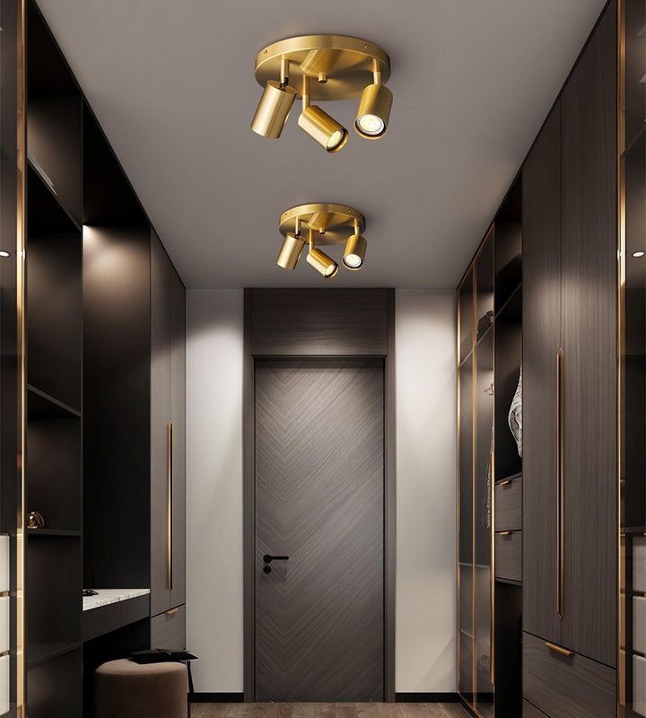 Solara Ceiling Lamp Brass Cylinder Adjustable Contemporary - Neutralighting