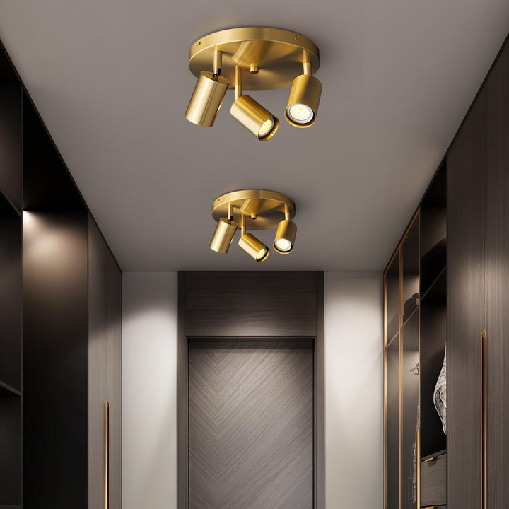 Solara Ceiling Lamp Brass Cylinder Adjustable Contemporary - Neutralighting