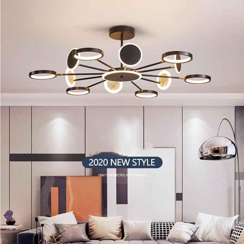Moderne Suspension Multi Contemporaine, Metal/Acrylique, Noir Mat, Salon - Neutralighting