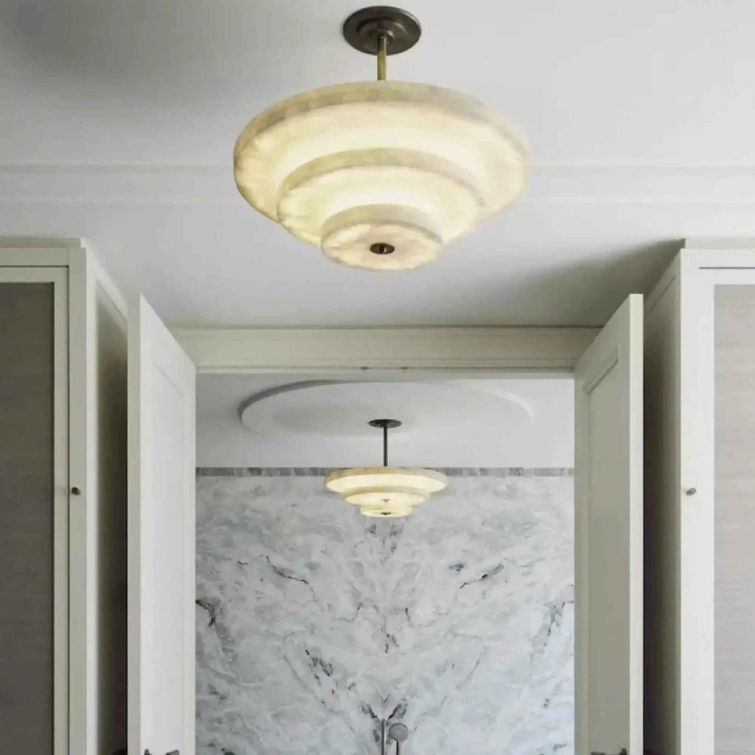 Liora Chandelier Suspension Minimaliste en Albâtre - Neutralighting