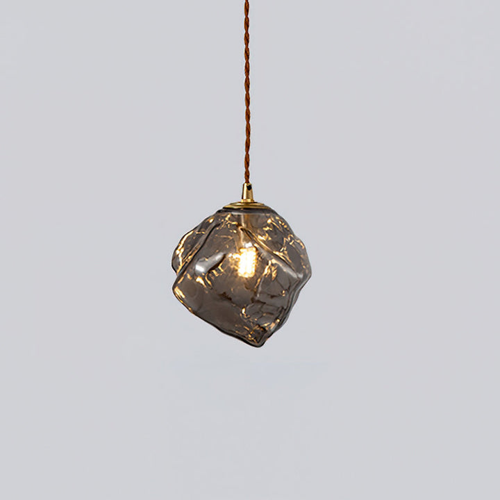 Virelli Lampe Pendante Bois de Noyer Abat-jour Cube en Verre Sculptural Chic - Neutralighting