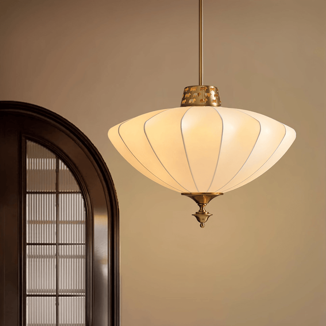 Ortalara Suspension Vintage Élégante en Soie Fleurie - Neutralighting