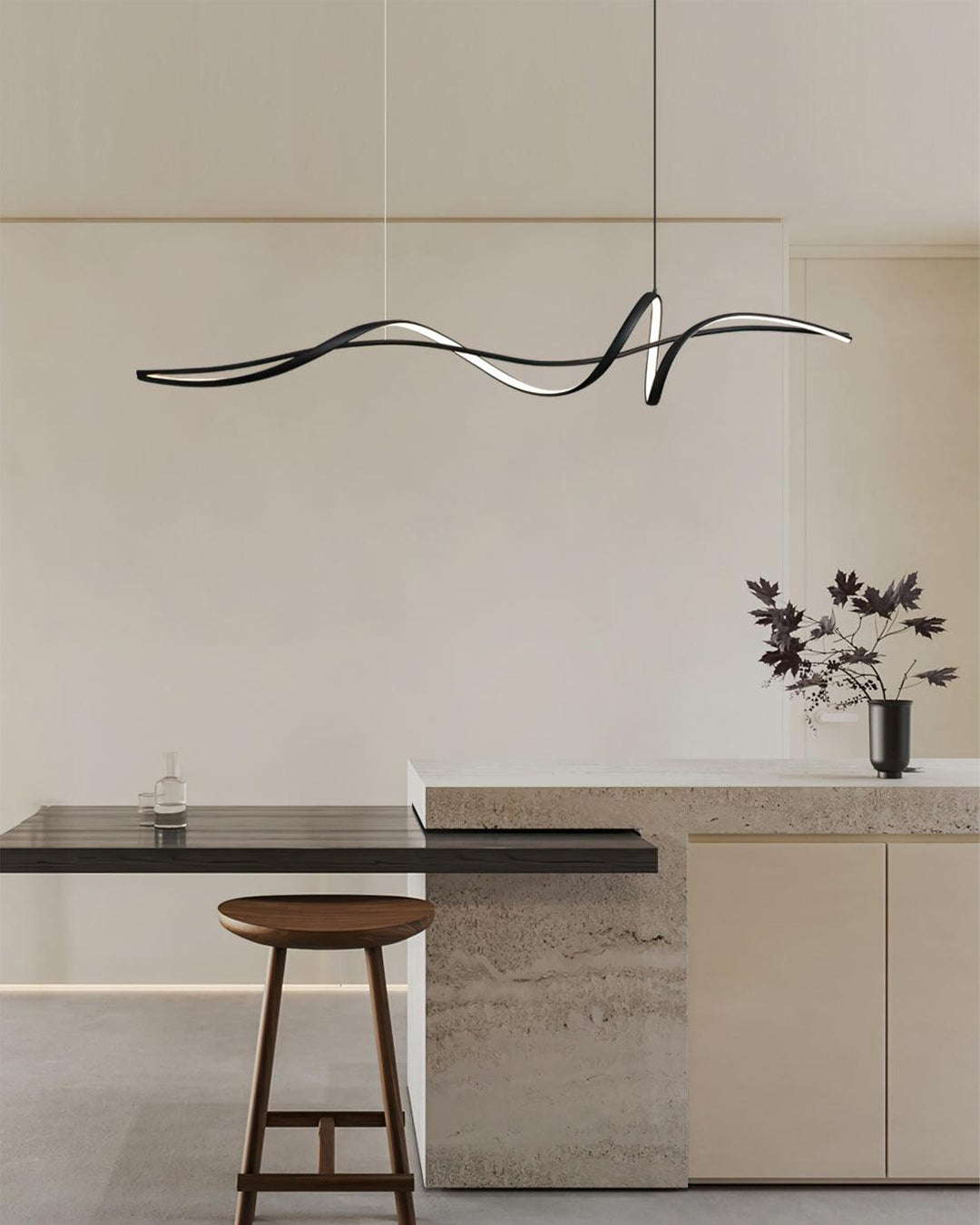 Aveline Suspension moderne LED Wave noire - Neutralighting