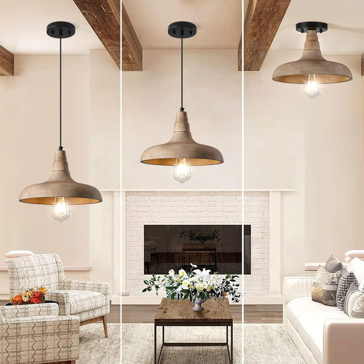 Acarira Lampe Pendentive Métal Bois Naturel - Neutralighting