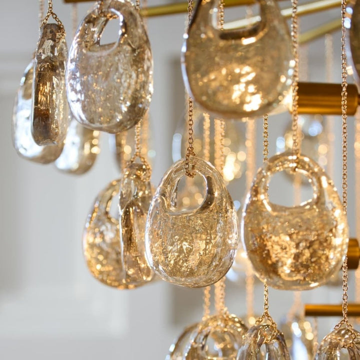Aurora Chandelier à Gouttes en Verre Ambre Texturé - Neutralighting