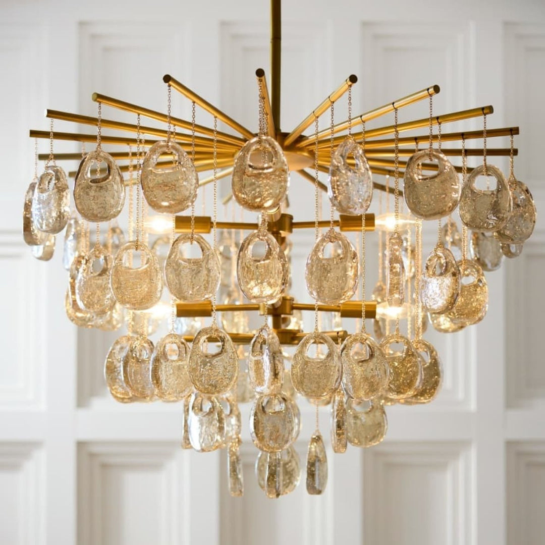 Aurora Chandelier à Gouttes en Verre Ambre Texturé - Neutralighting