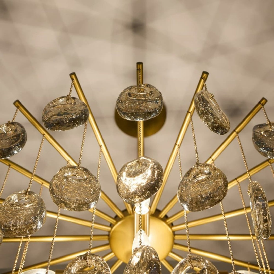 Aurora Chandelier à Gouttes en Verre Ambre Texturé - Neutralighting