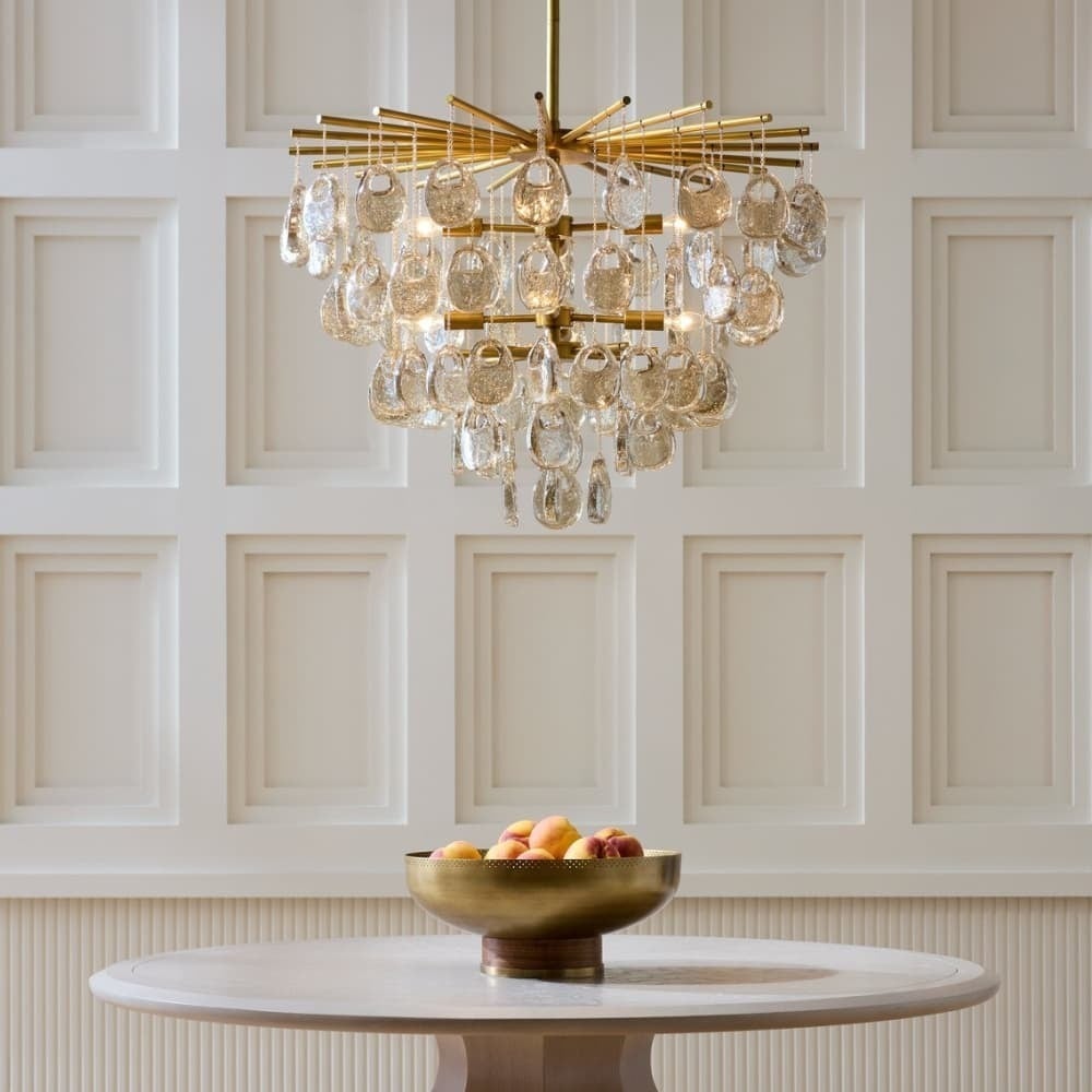 Aurora Chandelier à Gouttes en Verre Ambre Texturé - Neutralighting