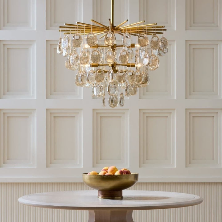 Aurora Chandelier à Gouttes en Verre Ambre Texturé - Neutralighting