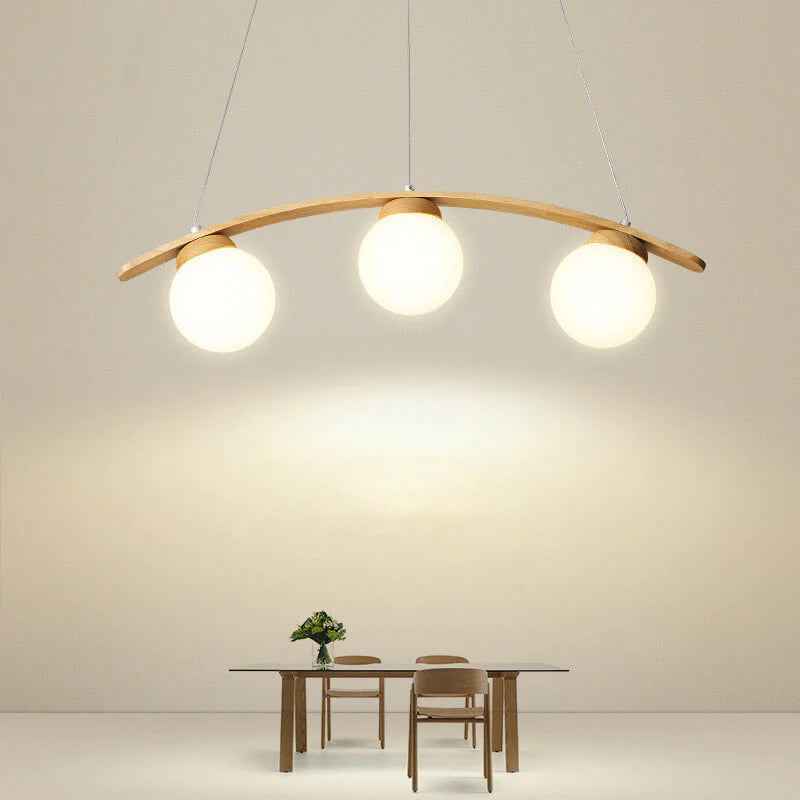 Valentina LED Suspension Bois Verre Blanc Salon/Chambre À Coucher - Neutralighting