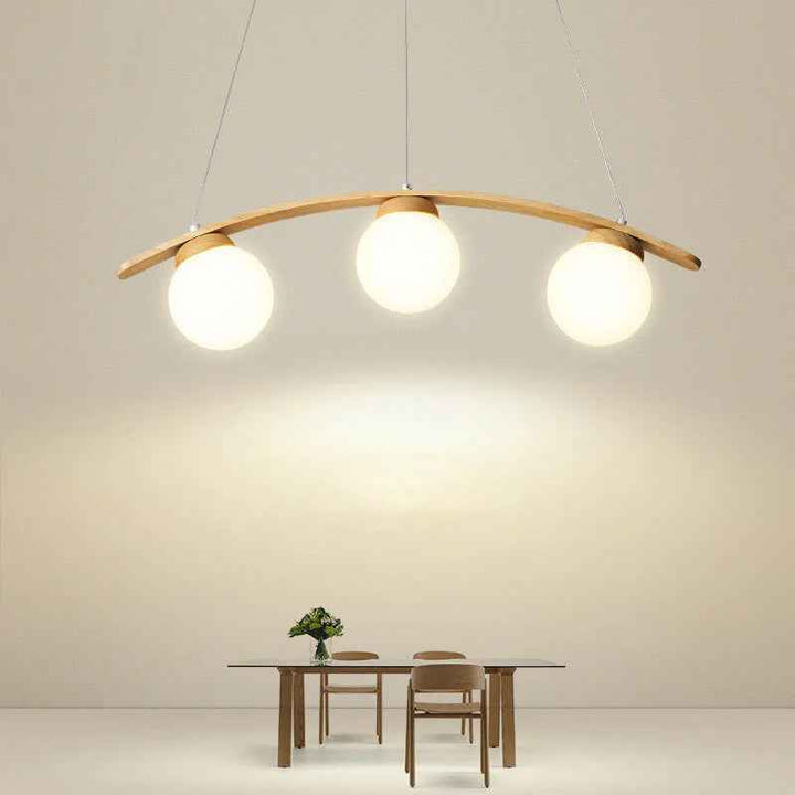 Valentina LED Suspension Bois Verre Blanc Salon/Chambre À Coucher - Neutralighting
