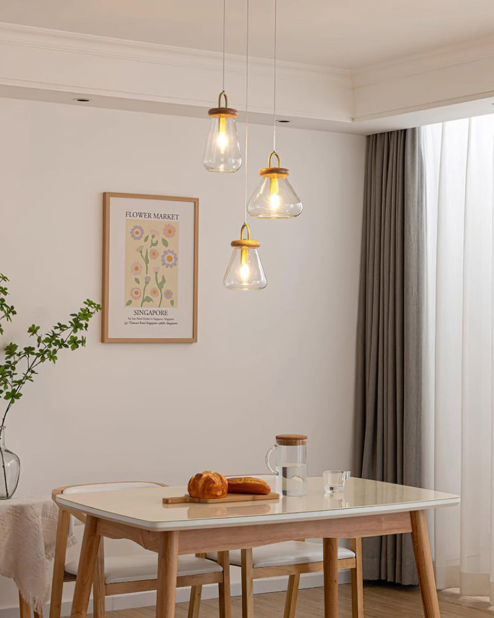 Jars Lampe Pendante Verre Bois Minimaliste - Neutralighting