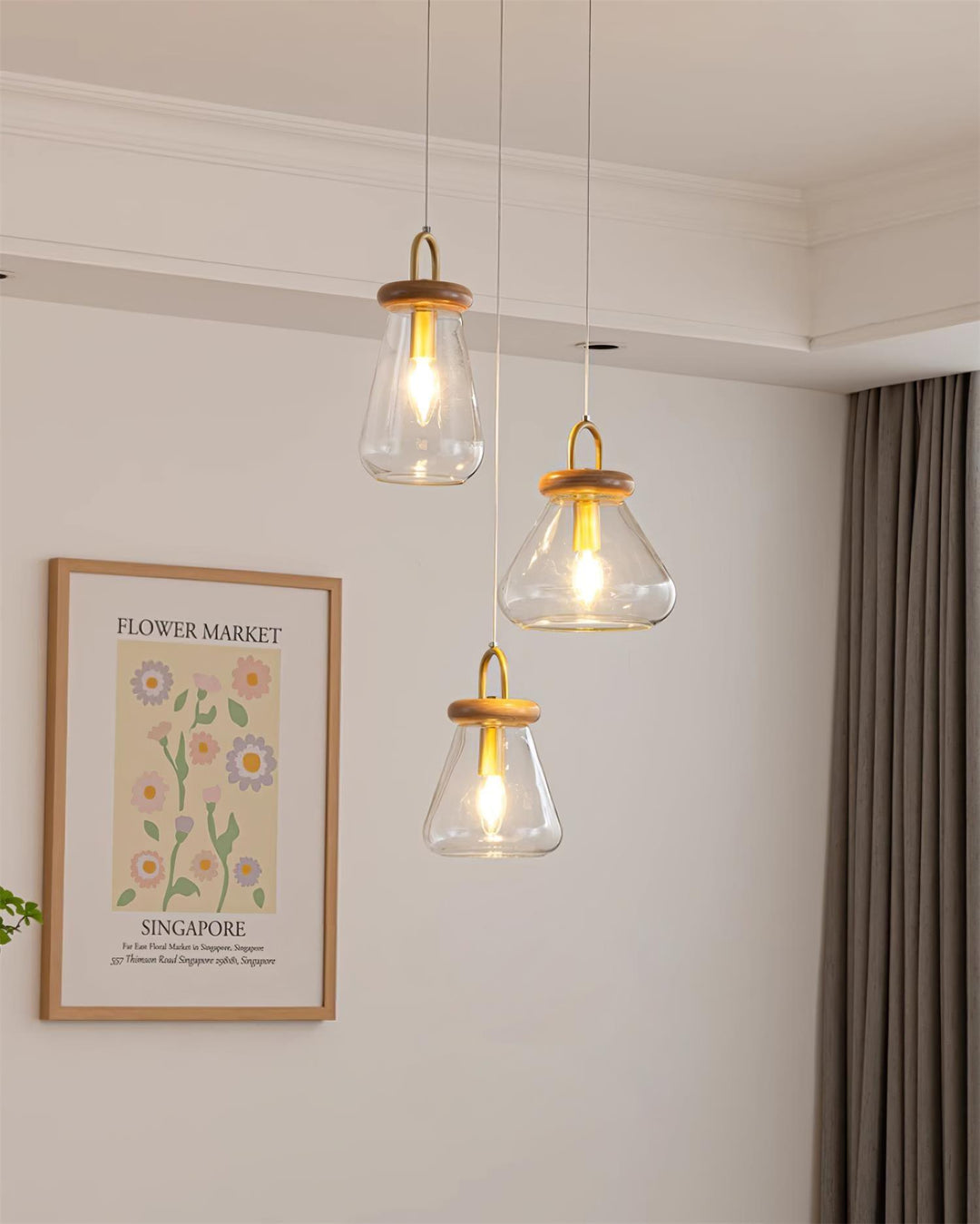 Jars Lampe Pendante Verre Bois Minimaliste - Neutralighting