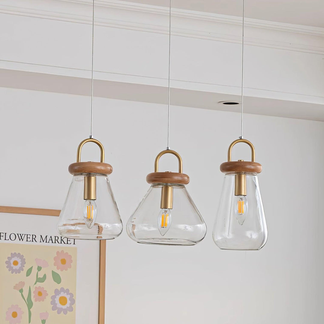 Jars Lampe Pendante Verre Bois Minimaliste - Neutralighting
