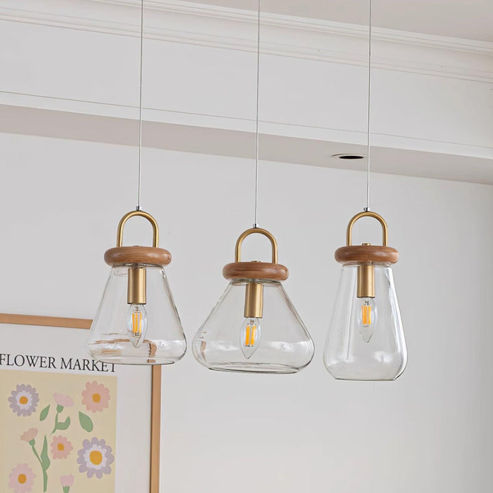 Jars Lampe Pendante Verre Bois Minimaliste - Neutralighting