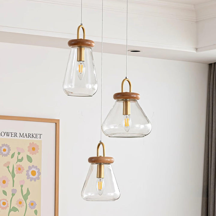 Jars Lampe Pendante Verre Bois Minimaliste - Neutralighting