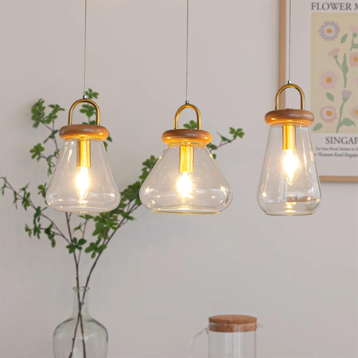 Jars Lampe Pendante Verre Bois Minimaliste - Neutralighting