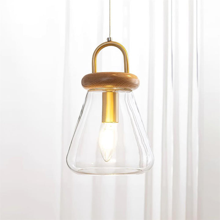 Jars Lampe Pendante Verre Bois Minimaliste - Neutralighting