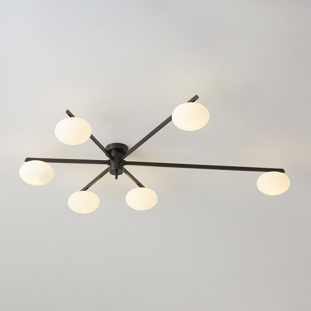 Jania Plafonnier Moderne en Verre et Métal Noir à Trois Bras - Neutralighting