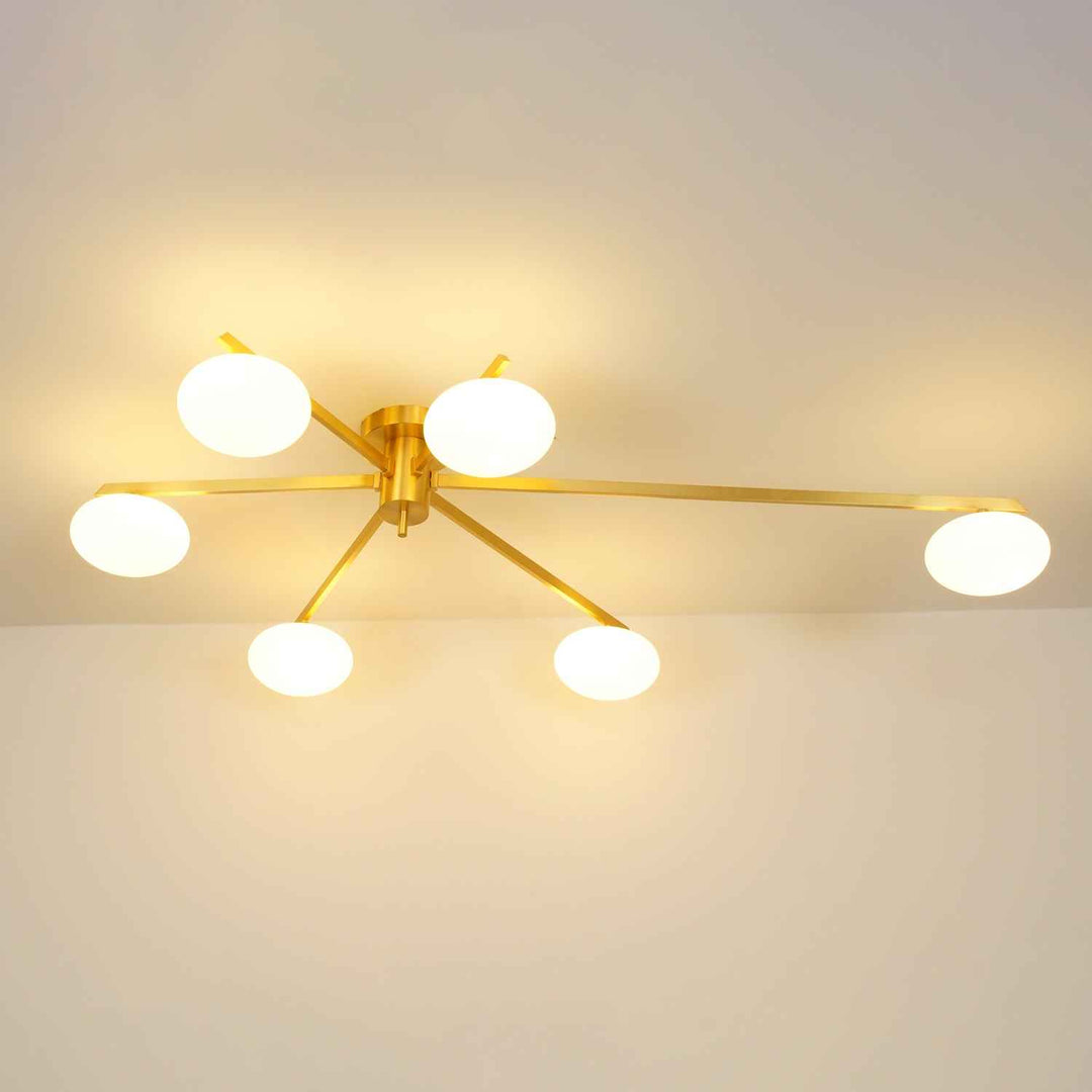 Jania Plafonnier Moderne en Verre et Métal Noir à Trois Bras - Neutralighting