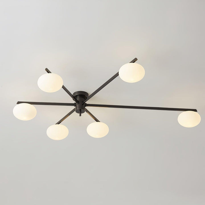 Jania Plafonnier Moderne en Verre et Métal Noir à Trois Bras - Neutralighting