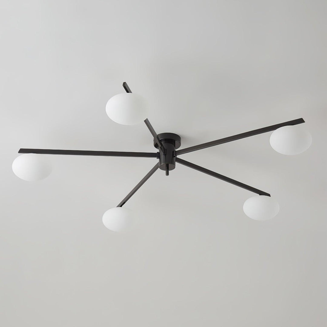 Jania Plafonnier Moderne en Verre et Métal Noir à Trois Bras - Neutralighting