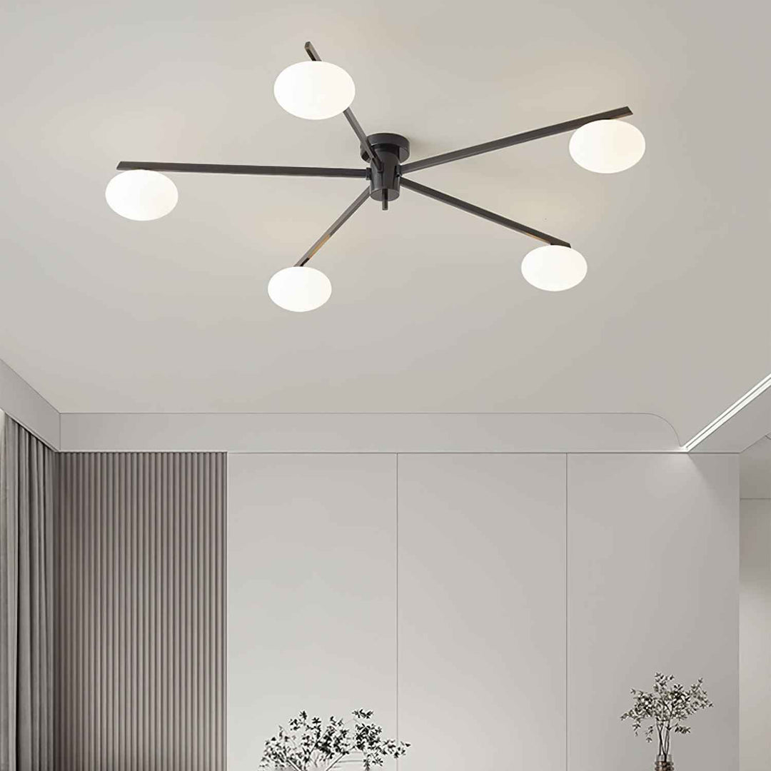 Jania Plafonnier Moderne en Verre et Métal Noir à Trois Bras - Neutralighting