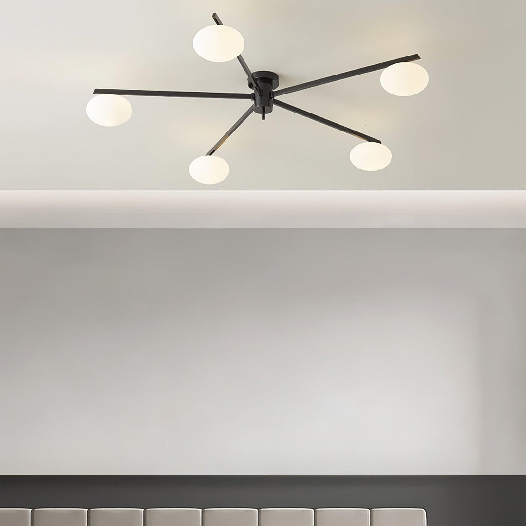 Jania Plafonnier Moderne en Verre et Métal Noir à Trois Bras - Neutralighting