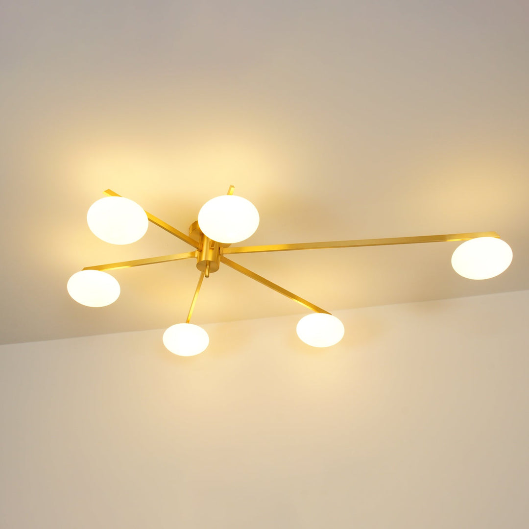 Jania Plafonnier Moderne en Verre et Métal Noir à Trois Bras - Neutralighting