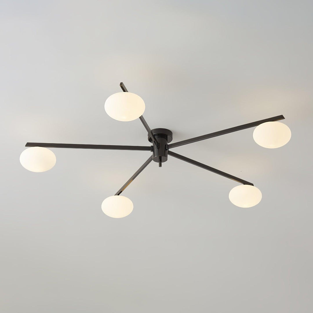 Jania Plafonnier Moderne en Verre et Métal Noir à Trois Bras - Neutralighting