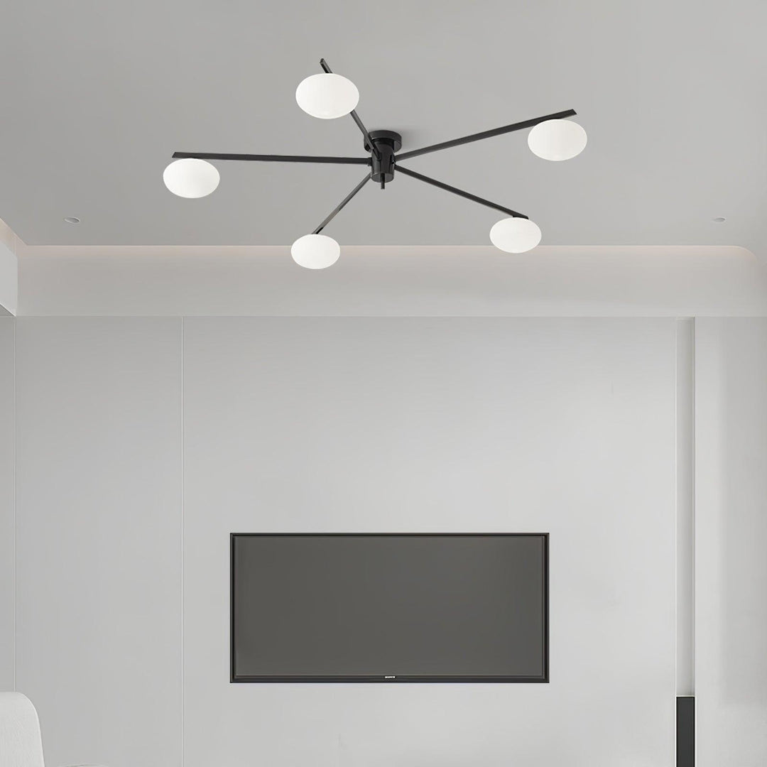 Jania Plafonnier Moderne en Verre et Métal Noir à Trois Bras - Neutralighting