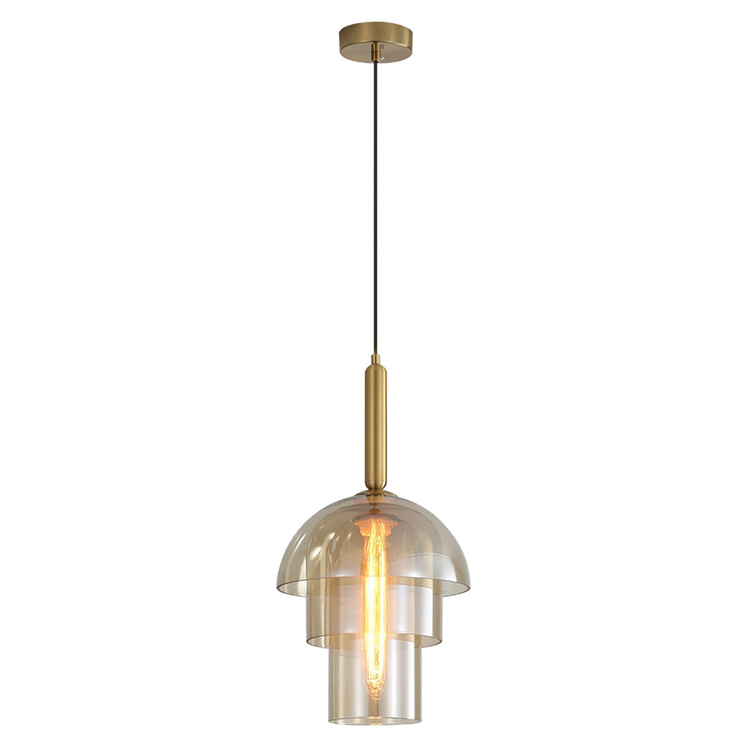 Solara Suspension en Verre Cognac Dôme Laiton Mid-Century - Neutralighting