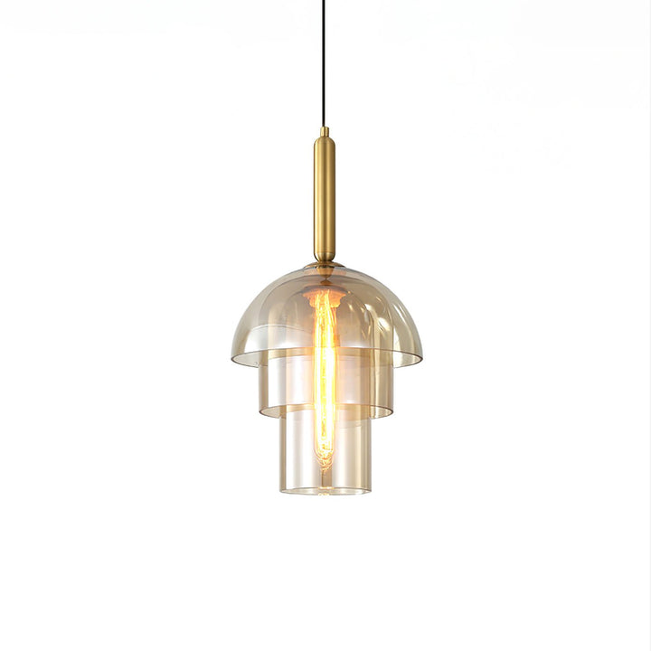 Solara Suspension en Verre Cognac Dôme Laiton Mid-Century - Neutralighting